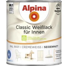 Alpina Classic Weißlack für Innen, seidenmatt, RAL 9001 Cremeweiß, Lackdose