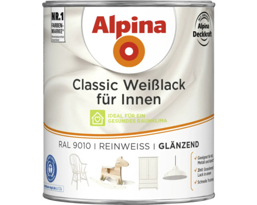 Alpina Classic Weißlack für Innen, glänzend, RAL 9010 Reinweiß