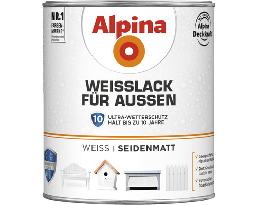 Alpina Weisslack für Aussen, seidenmatt, Dose