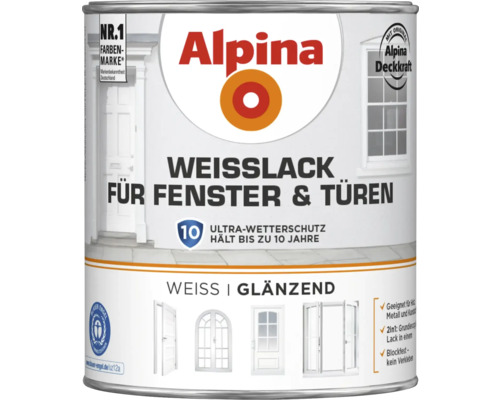 Alpina Weißlack für Fenster und Türen in Weiß glänzend