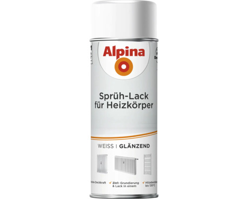 Peinture radiateur en aérosol Alpina, blanc brillant