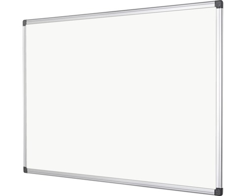 Weisse, unbeschriebene Magnettafel mit silberfarbenem Rahmen.