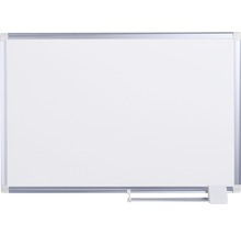 Tableau blanc avec cadre alu magnétique céramique support à stylo mobile 150x100 cm