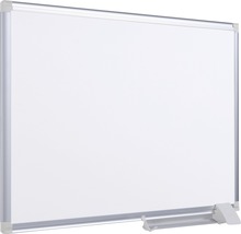 Tableau blanc avec cadre alu magnétique céramique support à stylo mobile 150x100 cm