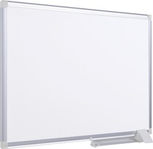 Tableau blanc avec cadre alu magnétique céramique support à stylo mobile 180x120 cm