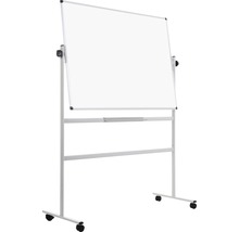 Tableau blanc rotatif sur roulettes avec espace de rangement