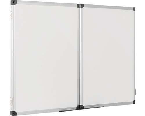 Tableau blanc pliable en deux parties avec cadre en aluminium