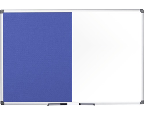 Tableau combiné feutre et aimanté blanc bleu 90x60 cm
