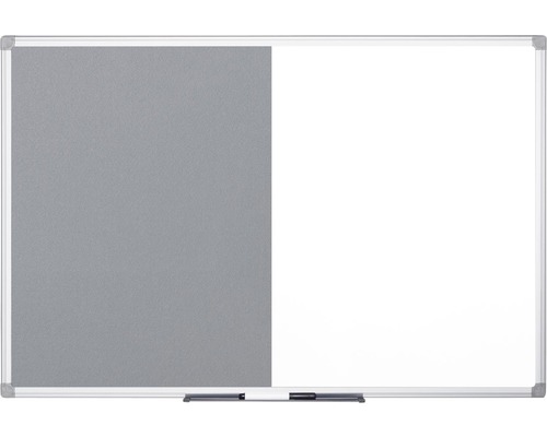 Tableau combiné tableau en feutre et tableau blanc magnétique blanc gris 90x60 cm Combinaison de tableau blanc et de panneau d''affichage avec cadre en aluminium