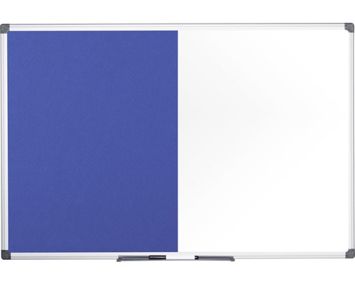 Tableau combiné feutre et aimanté blanc bleu 120x90 cm