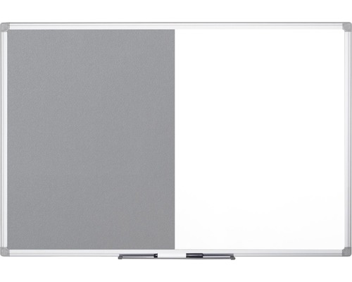 Tableau combiné tableau en feutre et tableau blanc magnétique blanc gris 120x90 cm