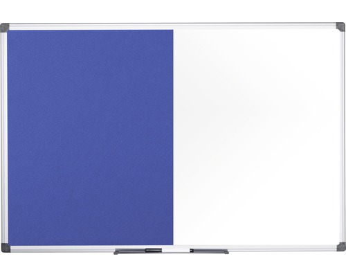 Tableau combiné feutre et aimanté blanc bleu 180x90 cm