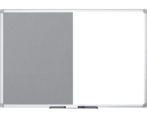 Tableau combiné tableau en feutre et tableau blanc magnétique blanc gris 180x90 cm