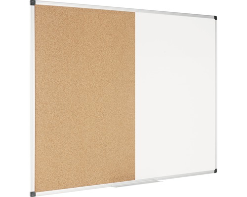 Combinaison de tableau en liège et tableau blanc avec cadre en aluminium