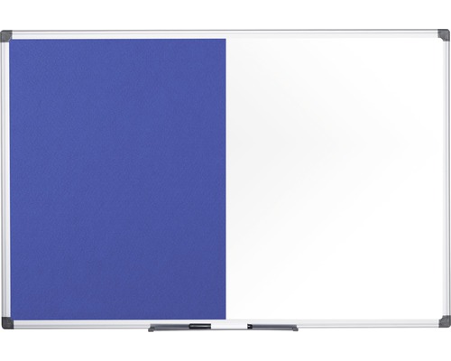 Tableau combiné feutre et aimanté blanc bleu 150x120 cm