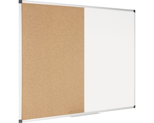 Tableau combiné liège et tableau blanc avec cadre en aluminium