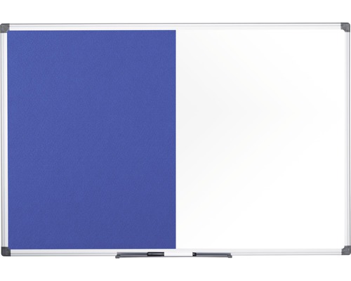 Tableau combiné tableau en feutre et tableau blanc magnétique blanc bleu 150x100 cm Combinaison de tableau d''affichage et de tableau blanc avec cadre