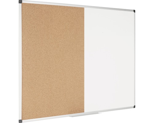Kombination aus Korktafel und Whiteboard mit Rahmen