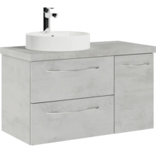 Waschtischunterschrank mit Aufsatzwaschbecken und Armatur