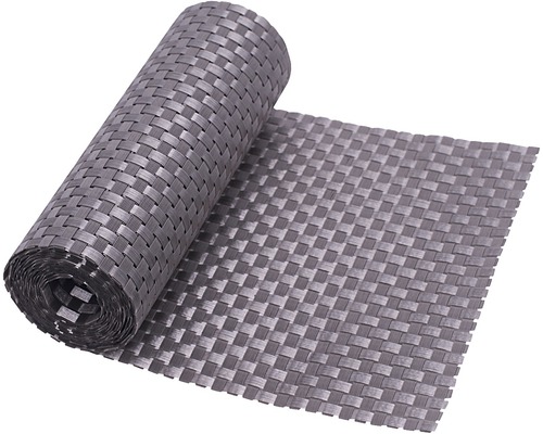 Sichtschutzstreifen Rattan 19 x 250 cm platinfarben Anti-Rutsch-Matte im Rollenformat mit gewebter Struktur