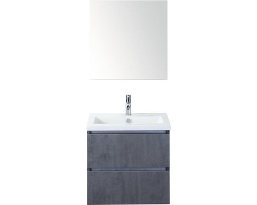 Set de meubles de salle de bains Sanox Vogue lxhxp 61 x 169 x 41 cm couleur de façade béton anthracite avec vasque céramique blanc