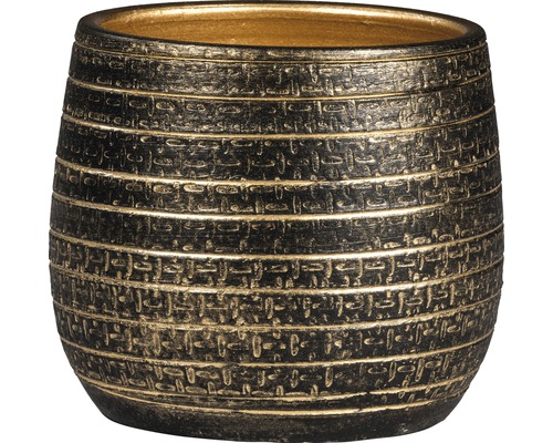 Cache-pot intérieur Passion for Pottery Solano argile Ø 29 cm h 26 cm noir/or