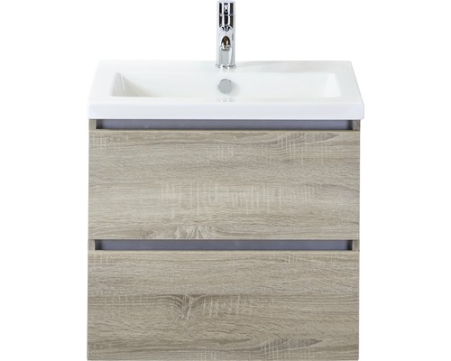 Ensemble de meubles de salle de bains Vogue 60 cm avec vasque en céramique chêne gris-0