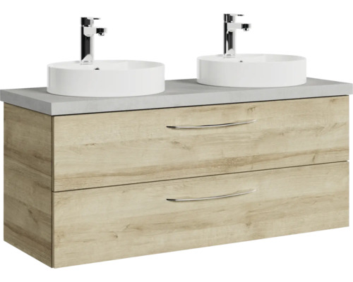 Waschtischunterschrank mit zwei Waschbecken und zwei Schubladen