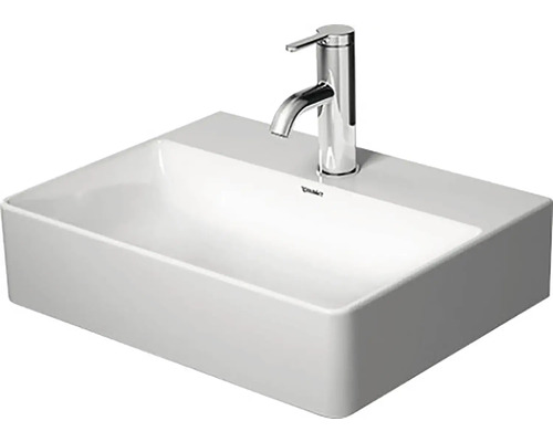 Vasque à poser rectangulaire en céramique avec robinet