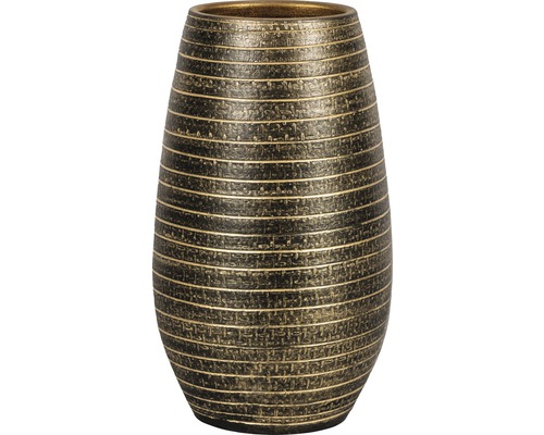 Vase intérieur Passion for Pottery Solano argile Ø 24 cm h 50 cm noir/or