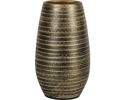 Pflanzvase innen Passion for Pottery Solano Ton Ø 24 cm H 50 cm schwarz/gold