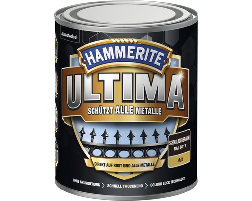 Peinture Hammerite Ultima brun chocolat, adaptée aux métaux