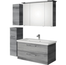 Badezimmerset mit Waschtisch, Spiegelschrank und Hochschrank im modernen Design