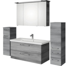 Badezimmermöbelset mit Waschbeckenunterschrank, Spiegelschrank und Hochschränken