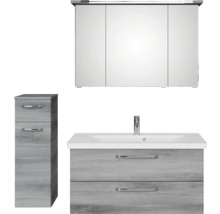 Badezimmermöbelset mit Waschtisch, Waschbecken, Spiegelschrank und Hochschrank