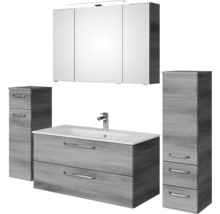 Badezimmerset mit Waschtischunterschrank, Spiegelschrank und Hochschränken