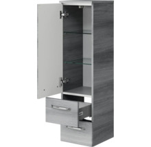 Hochschrank mit Tür, Schubladen und Glasböden für Badezimmer