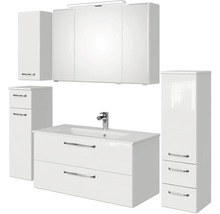 Badezimmermöbelset mit Waschtisch, Spiegelschrank und Hochschränken