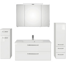 Badezimmer-Set mit Waschtisch, Spiegelschrank und zwei Hochschränken
