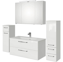 Badezimmermöbel-Set mit Waschtisch, Spiegelschrank und Hochschränken