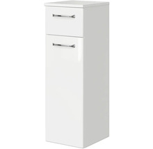 Weißer Badezimmer-Hochschrank mit zwei Schubladen und Griffen