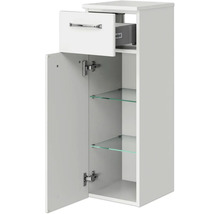 Weißer Bad-Hängeschrank mit Schublade und Glasböden