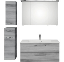 Badezimmerset mit Waschtischunterschrank, Spiegelschrank und Hochschrank
