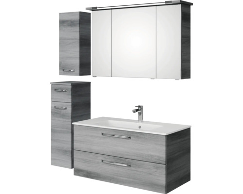 Badezimmer Möbelset mit Waschtisch, Spiegelschrank und Hochschrank