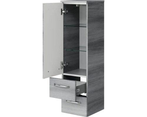 Offener Badezimmer-Hochschrank mit Schubladen und Glasböden