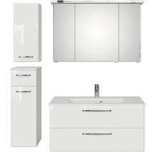 Badezimmer Set mit Waschtischunterschrank, Waschbecken, Spiegelschrank und Hochschrank