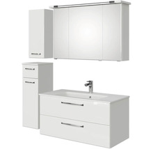 Badezimmer Set mit Spiegelschrank, Waschtischunterschrank und zwei Hochschränken