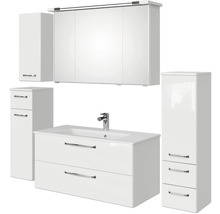 Badezimmermöbelset mit Waschtisch, Spiegelschrank und Hochschränken