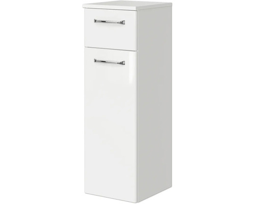 Weißer Badezimmer-Hochschrank mit zwei Schubladen und Griffen