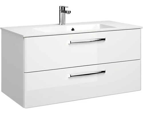 Waschtischunterschrank mit zwei Schubladen, Waschbecken und Armatur